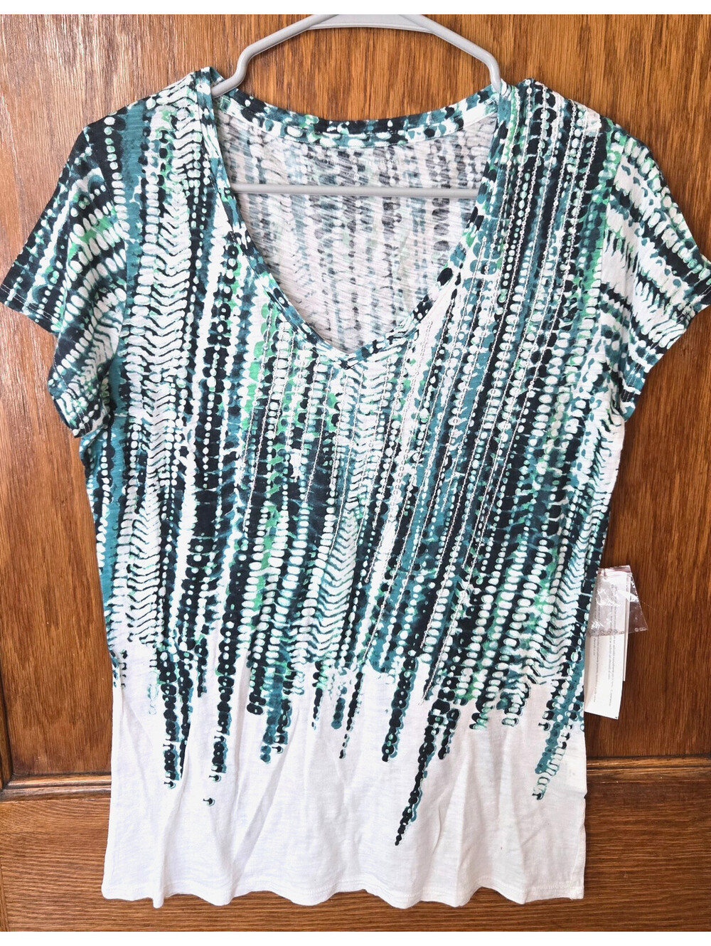 New Calvin Klein Women's Medium White Green Sequin T-shirt